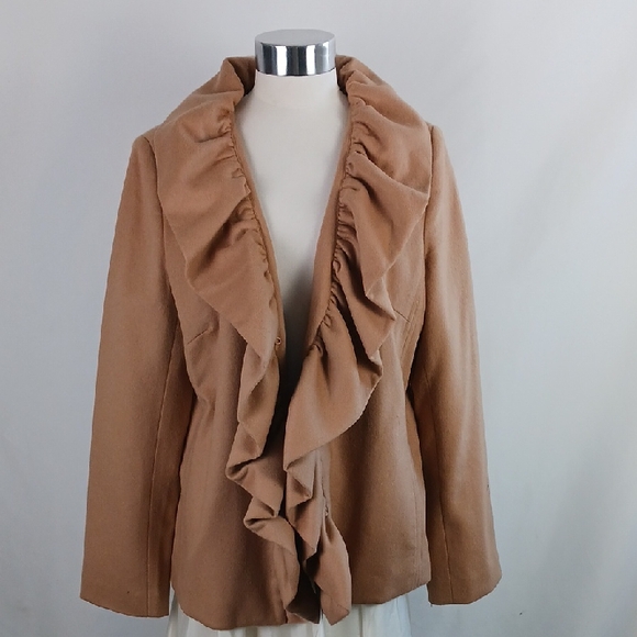 Milly Tan Ruffle Trim Jacket. NWT. - Picture 1 of 7